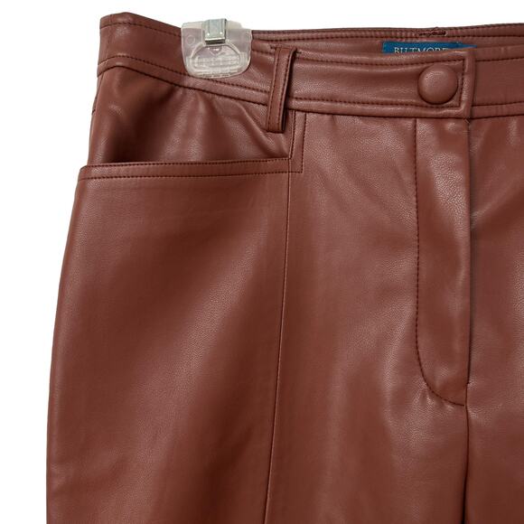 Vintage Biltmore Faux Leather Pants Cinnamon Brown Bootcut NWT Women's Size 12 - Picture 5 of 10